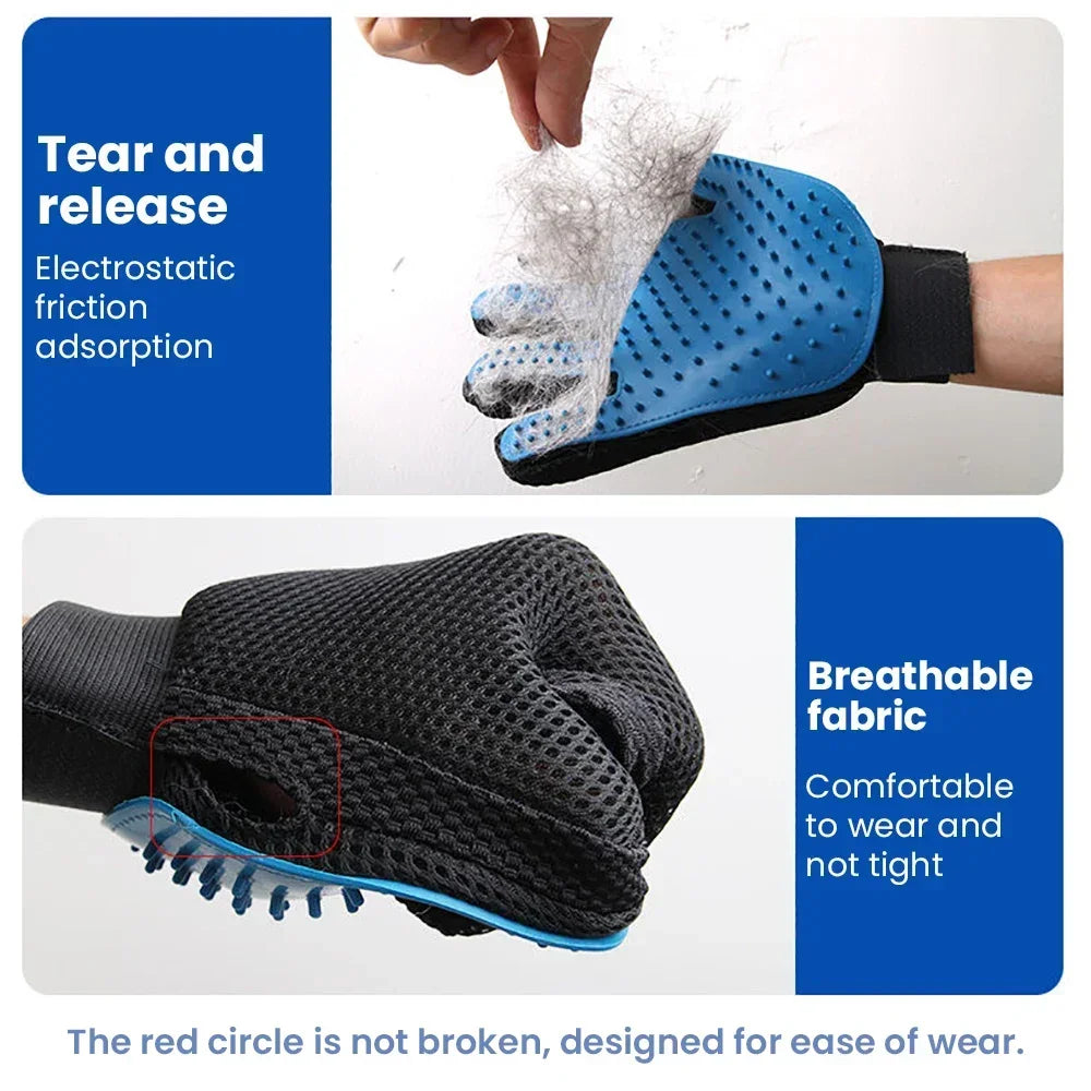 2-in-1 Pet Grooming Glove – Effortless Fur Removal & Soothing Massage for Dogs & Cats