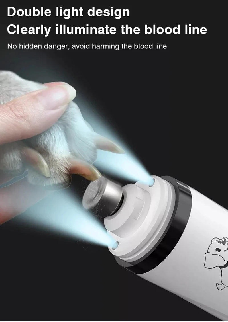 USB Rechargeable Pet Nail Trimmer with LED Light – Electric Nail Grinder for Cats & Dogs