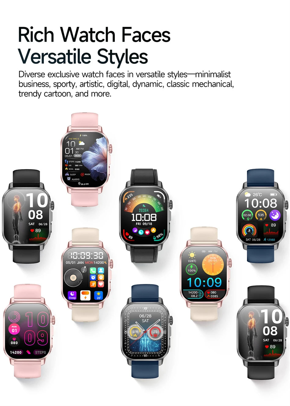 2026 Advanced ECG Smartwatch with Bluetooth Call – Uric Acid & Lipid Health Monitor, 2.01" Screen, Built-in Flashlight, Unisex Fitness Watch