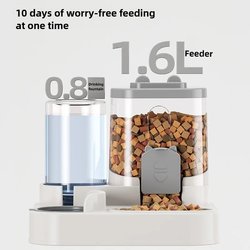 2-in-1 Pet Feeder & Water Fountain – Mess-Free Automatic Feeding Bowl for Cats and Dogs