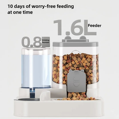 2-in-1 Pet Feeder & Water Fountain – Mess-Free Automatic Feeding Bowl for Cats and Dogs