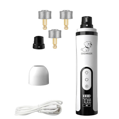 USB Rechargeable Pet Nail Trimmer with LED Light – Electric Nail Grinder for Cats & Dogs