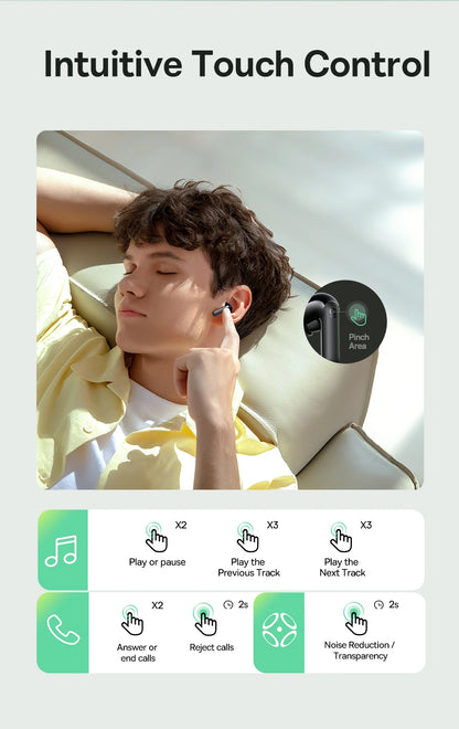 Baseus EP10 Bass Earbuds with Active Noise Cancelling (-43dB) – Bluetooth 6.0 TWS, 4-Mic ENC, Deep Bass & Crystal-Clear Audio