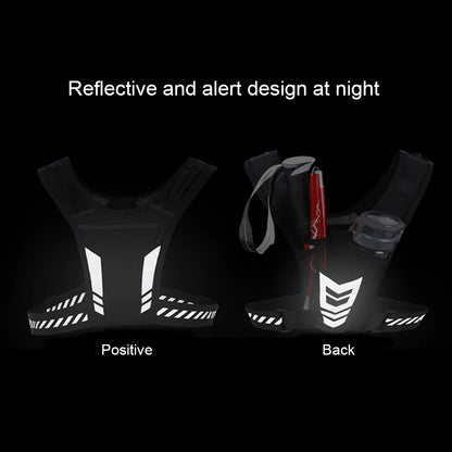 Reflective vest for running, walking, exercising, general training, for men and women, 01 piece with adjustable strap and pocket for keys, cell phone and compartment for water bottle.