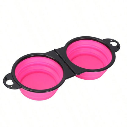 Portable 2-in-1 Foldable Dog & Cat Bowl – Dual Food & Water Feeder for Travel & Outdoor Use