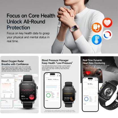 2026 Advanced ECG Smartwatch with Bluetooth Call – Uric Acid & Lipid Health Monitor, 2.01" Screen, Built-in Flashlight, Unisex Fitness Watch