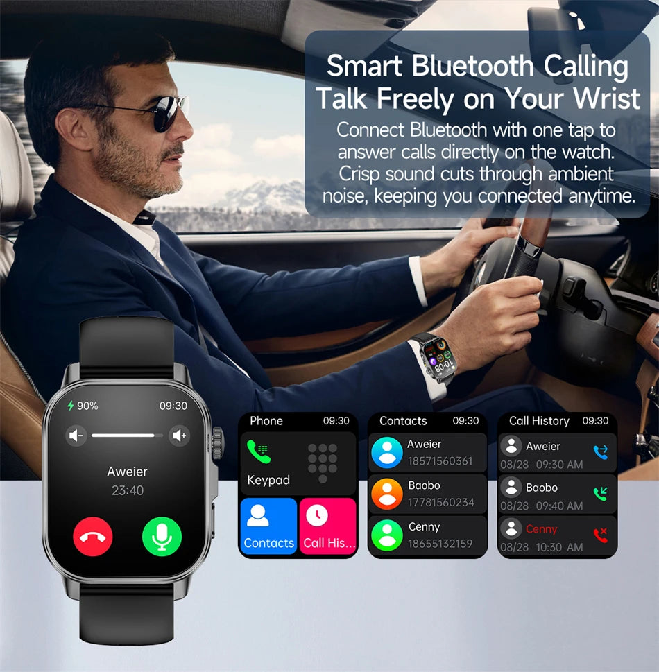 2026 Advanced ECG Smartwatch with Bluetooth Call – Uric Acid & Lipid Health Monitor, 2.01" Screen, Built-in Flashlight, Unisex Fitness Watch