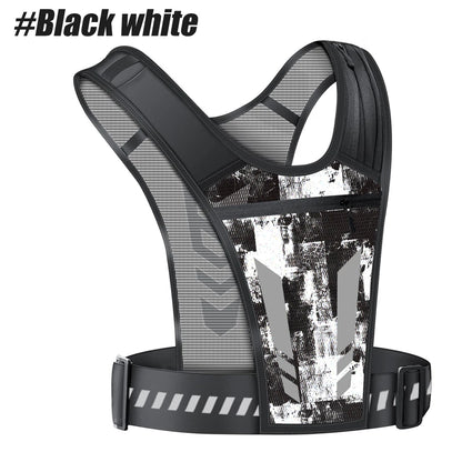 Reflective vest for running, walking, exercising, general training, for men and women, 01 piece with adjustable strap and pocket for keys, cell phone and compartment for water bottle.