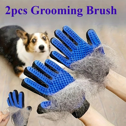 Pet Grooming Gloves 2-Pack – Gentle Hair Removal & Soothing Massage for Dogs & Cats