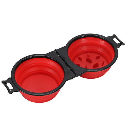 Portable 2-in-1 Foldable Dog & Cat Bowl – Dual Food & Water Feeder for Travel & Outdoor Use