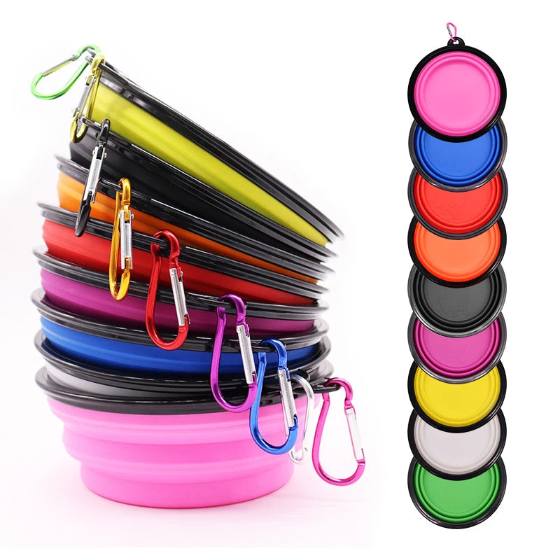 Collapsible Silicone Dog Bowl with Carabiner – Feed & Hydrate On the Go