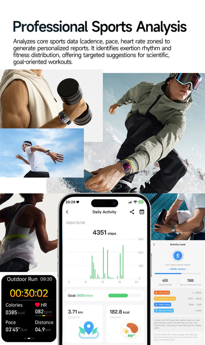 2026 Advanced ECG Smartwatch with Bluetooth Call – Uric Acid & Lipid Health Monitor, 2.01" Screen, Built-in Flashlight, Unisex Fitness Watch