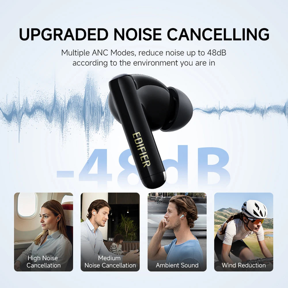 Edifier X5 Pro – Bluetooth Earbuds with 48dB ANC, Powerful Sound, 48h Battery Life, IP55 and Low Latency for Gaming