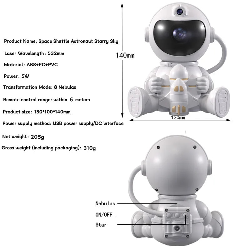 GalacticDream : Lampe projecteur de ciel étoilé représentant une fusée astronaute