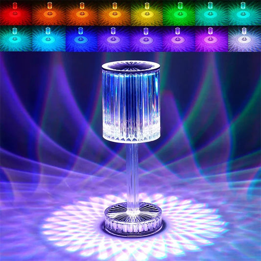 LumiGem: Elegant LED Crystal Table Lamp with Decorative Night Projection