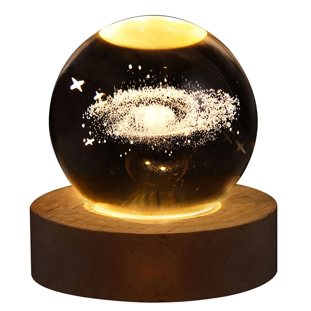 Sphère céleste : veilleuse boule de cristal 3D galaxie et planète