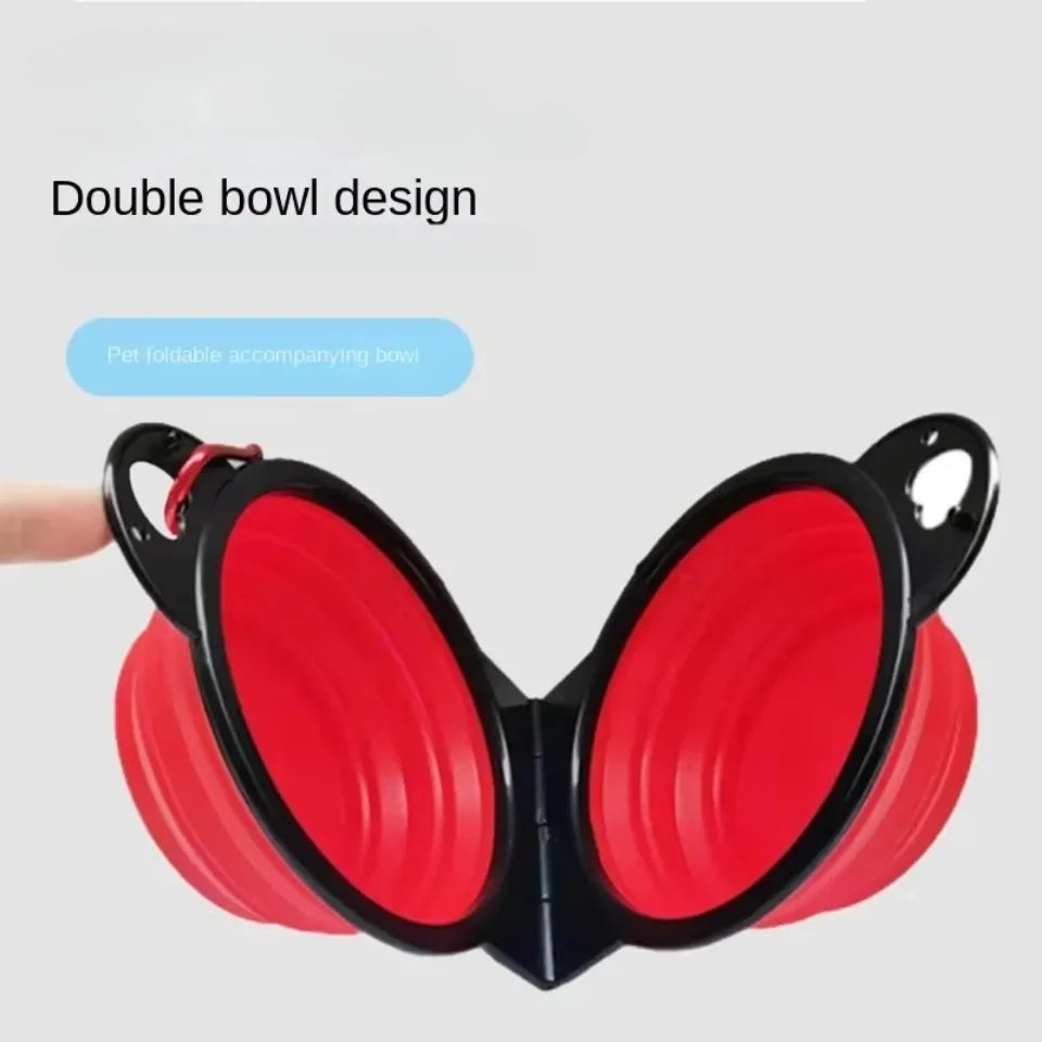 Portable 2-in-1 Foldable Dog & Cat Bowl – Dual Food & Water Feeder for Travel & Outdoor Use