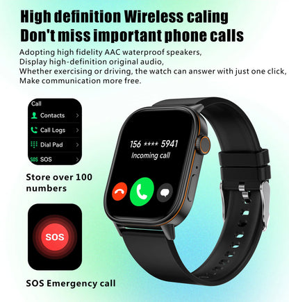 LIGE 2026 Unisex GPS Smart Watch – 2.01" HD Touchscreen, Bluetooth Calling, Fitness & Heart Rate Tracker, IP68 Waterproof for Android/iOS