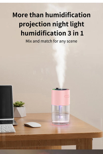 Humidificador giratorio AirGlow con luz LED ambiental y puerto USB