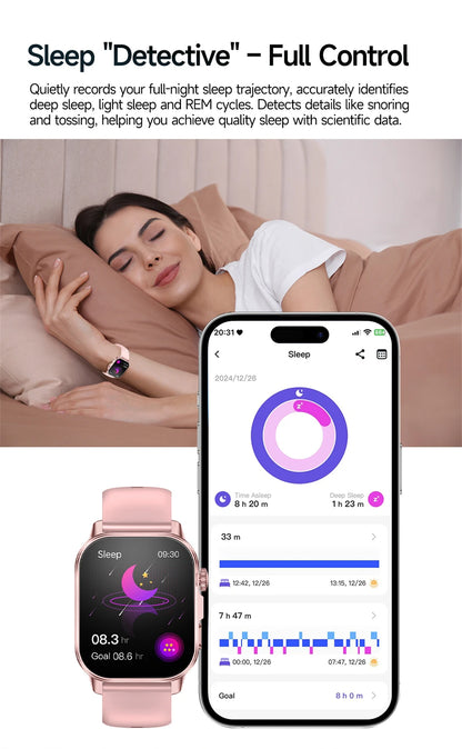 2026 Advanced ECG Smartwatch with Bluetooth Call – Uric Acid & Lipid Health Monitor, 2.01" Screen, Built-in Flashlight, Unisex Fitness Watch