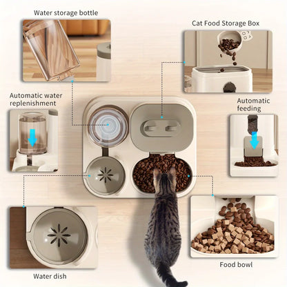 2-in-1 Pet Feeder & Water Fountain – Mess-Free Automatic Feeding Bowl for Cats and Dogs
