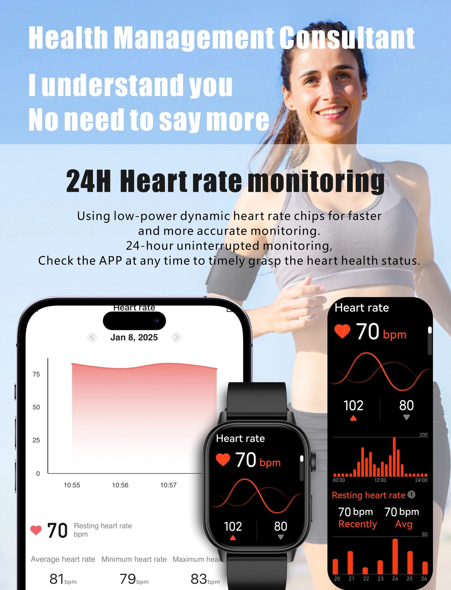 LIGE 2026 Unisex GPS Smart Watch – 2.01" HD Touchscreen, Bluetooth Calling, Fitness & Heart Rate Tracker, IP68 Waterproof for Android/iOS
