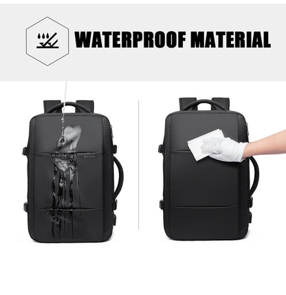 Urban Voyager: Waterproof Business Backpack with USB Charging