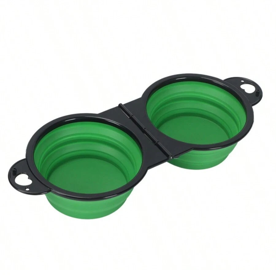Portable 2-in-1 Foldable Dog & Cat Bowl – Dual Food & Water Feeder for Travel & Outdoor Use
