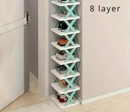 1 multi-layer plastic shoe rack, foldable and removable, suitable for bedrooms, saves space and decorates the room with simplicity and good taste.