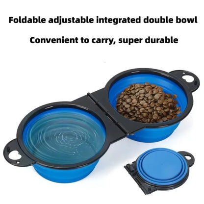 Portable 2-in-1 Foldable Dog & Cat Bowl – Dual Food & Water Feeder for Travel & Outdoor Use
