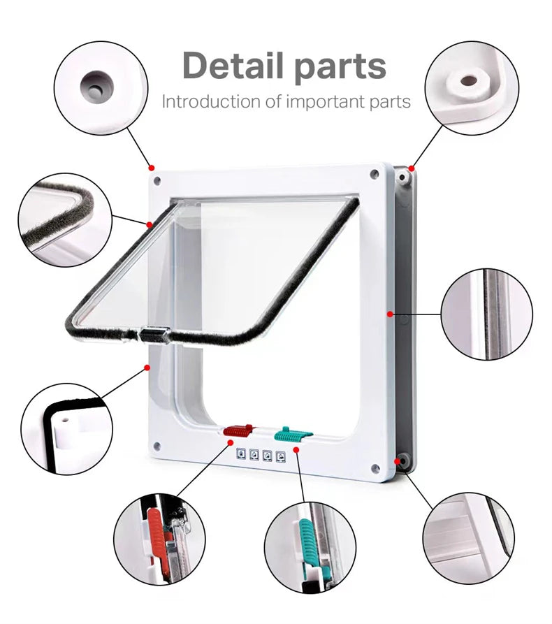 PawsEase Secure Entry Cat Door with 4-Way Locking System