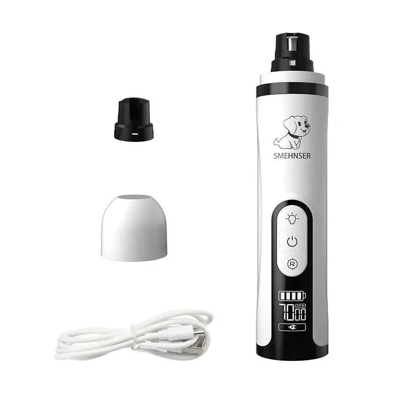 USB Rechargeable Pet Nail Trimmer with LED Light – Electric Nail Grinder for Cats & Dogs