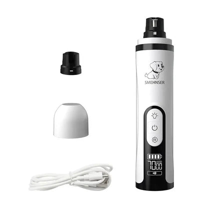 USB Rechargeable Pet Nail Trimmer with LED Light – Electric Nail Grinder for Cats & Dogs