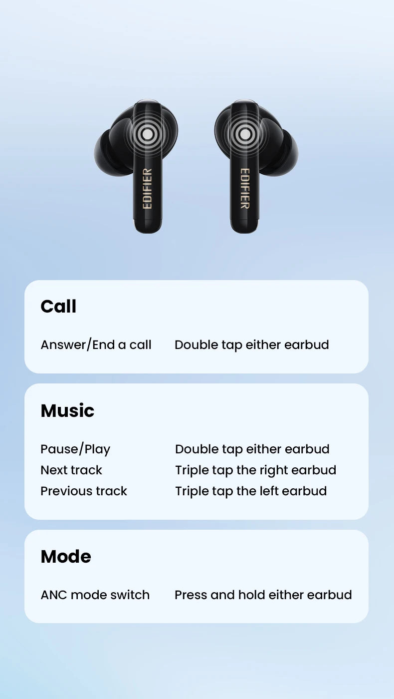 Edifier X5 Pro – Bluetooth Earbuds with 48dB ANC, Powerful Sound, 48h Battery Life, IP55 and Low Latency for Gaming