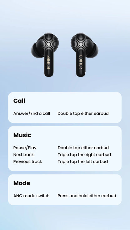 Edifier X5 Pro – Bluetooth Earbuds with 48dB ANC, Powerful Sound, 48h Battery Life, IP55 and Low Latency for Gaming