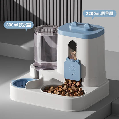 2-in-1 Pet Feeder & Water Fountain – Mess-Free Automatic Feeding Bowl for Cats and Dogs