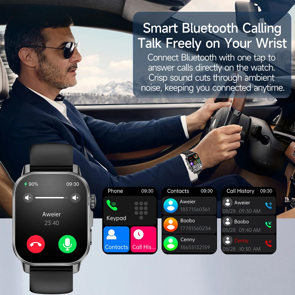 2026 Advanced ECG Smartwatch with Bluetooth Call – Uric Acid & Lipid Health Monitor, 2.01" Screen, Built-in Flashlight, Unisex Fitness Watch
