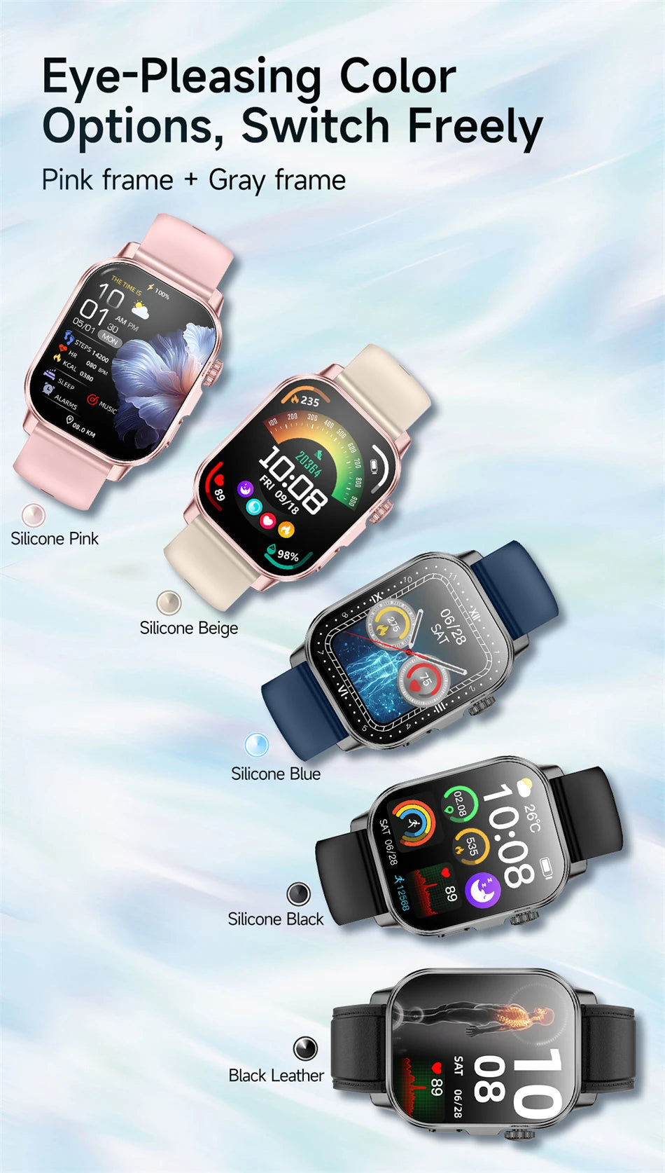 2026 Advanced ECG Smartwatch with Bluetooth Call – Uric Acid & Lipid Health Monitor, 2.01" Screen, Built-in Flashlight, Unisex Fitness Watch