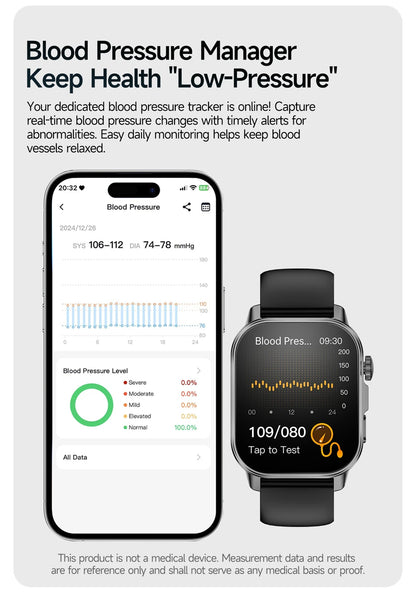 2026 Advanced ECG Smartwatch with Bluetooth Call – Uric Acid & Lipid Health Monitor, 2.01" Screen, Built-in Flashlight, Unisex Fitness Watch