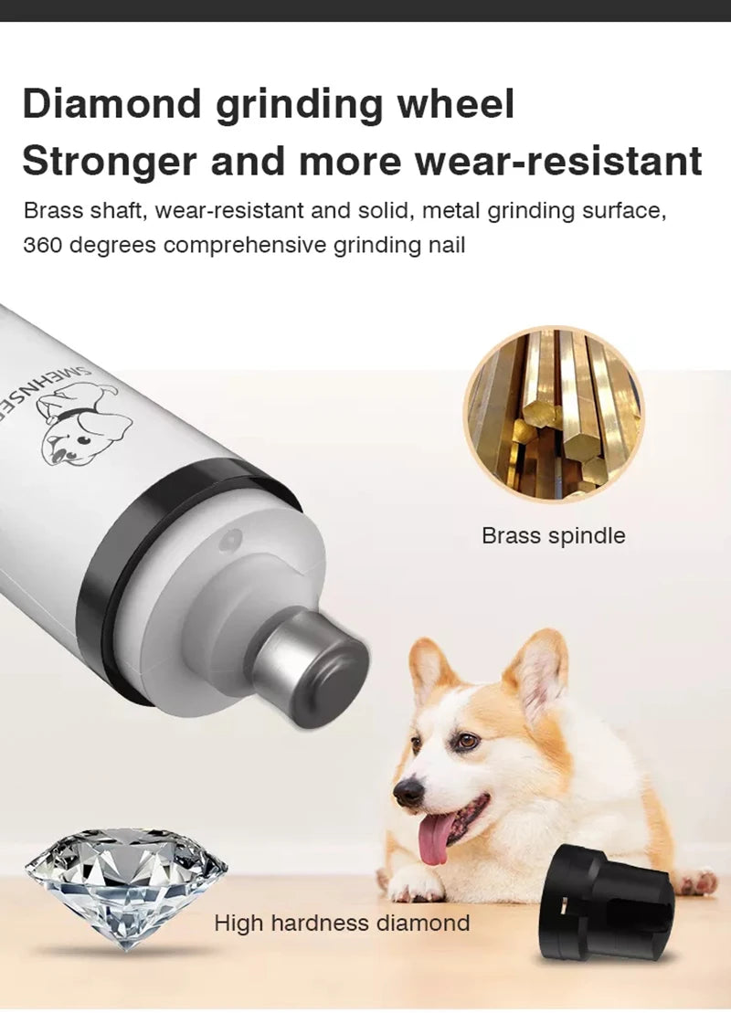 USB Rechargeable Pet Nail Trimmer with LED Light – Electric Nail Grinder for Cats & Dogs