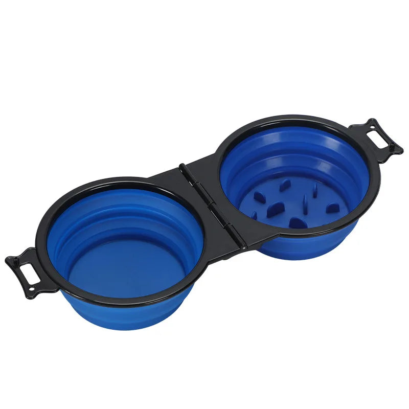 Portable 2-in-1 Foldable Dog & Cat Bowl – Dual Food & Water Feeder for Travel & Outdoor Use