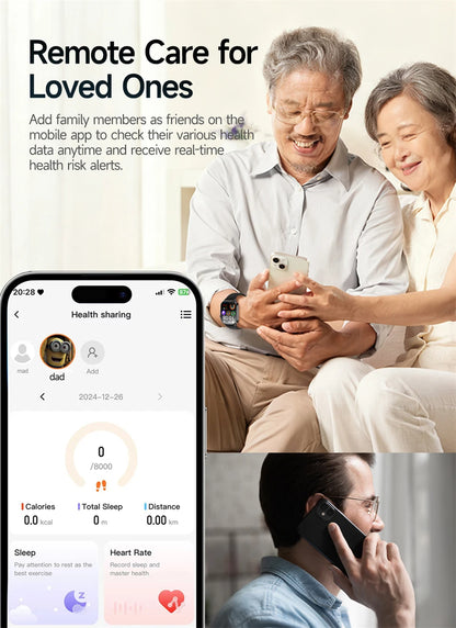 2026 Advanced ECG Smartwatch with Bluetooth Call – Uric Acid & Lipid Health Monitor, 2.01" Screen, Built-in Flashlight, Unisex Fitness Watch