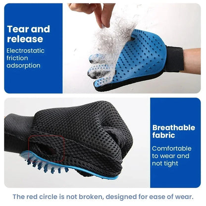 2-in-1 Pet Grooming Glove – Effortless Fur Removal & Soothing Massage for Dogs & Cats
