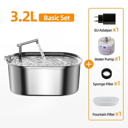 ROJECO Premium Stainless Steel Pet Water Fountain – Automatic Drinking Dispenser for Cats & Dogs