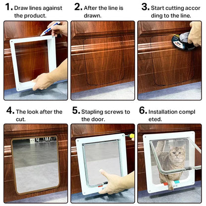 PawsEase Secure Entry Cat Door with 4-Way Locking System