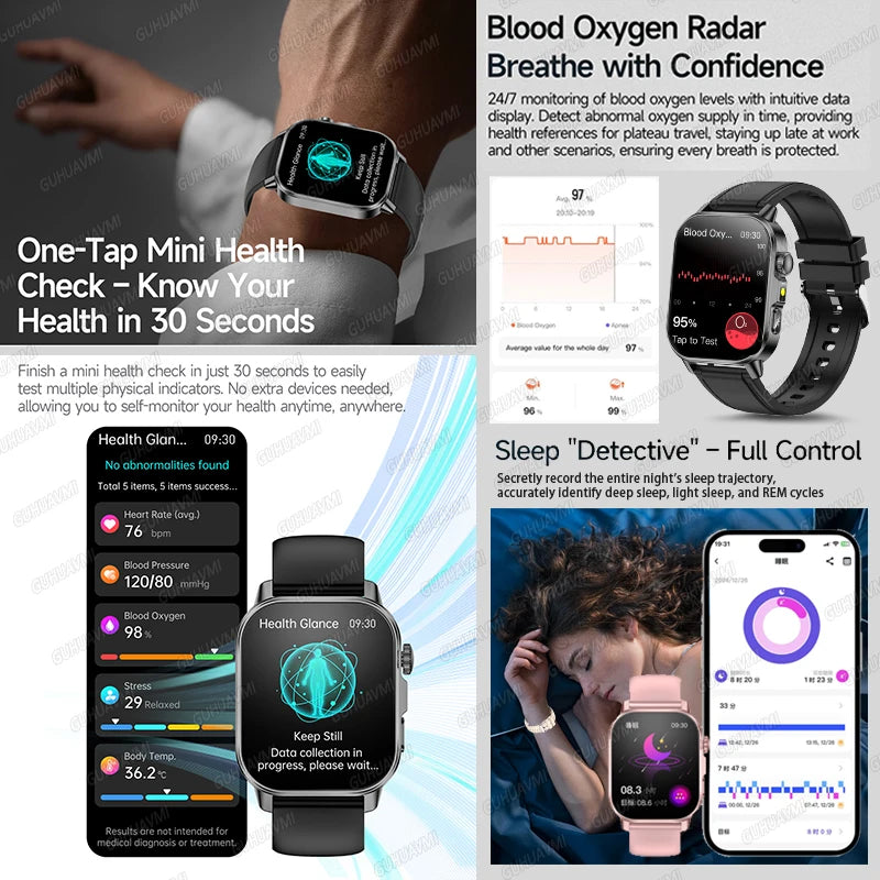 2026 Pro Health Smart Watch – ECG, PPG & Blood Pressure Monitor, Body Analysis, Lipid & Uric Acid Tracker, Unisex Fitness Smartwatch
