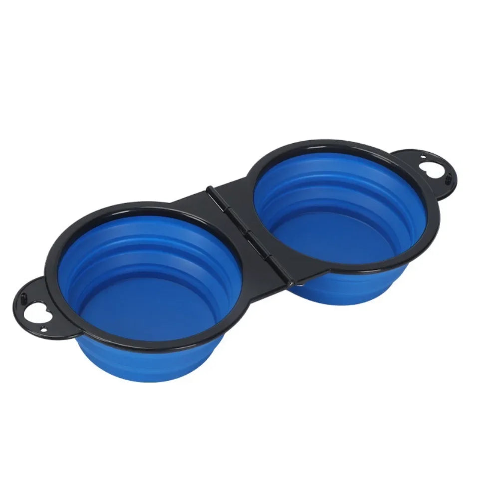 Portable 2-in-1 Foldable Dog & Cat Bowl – Dual Food & Water Feeder for Travel & Outdoor Use