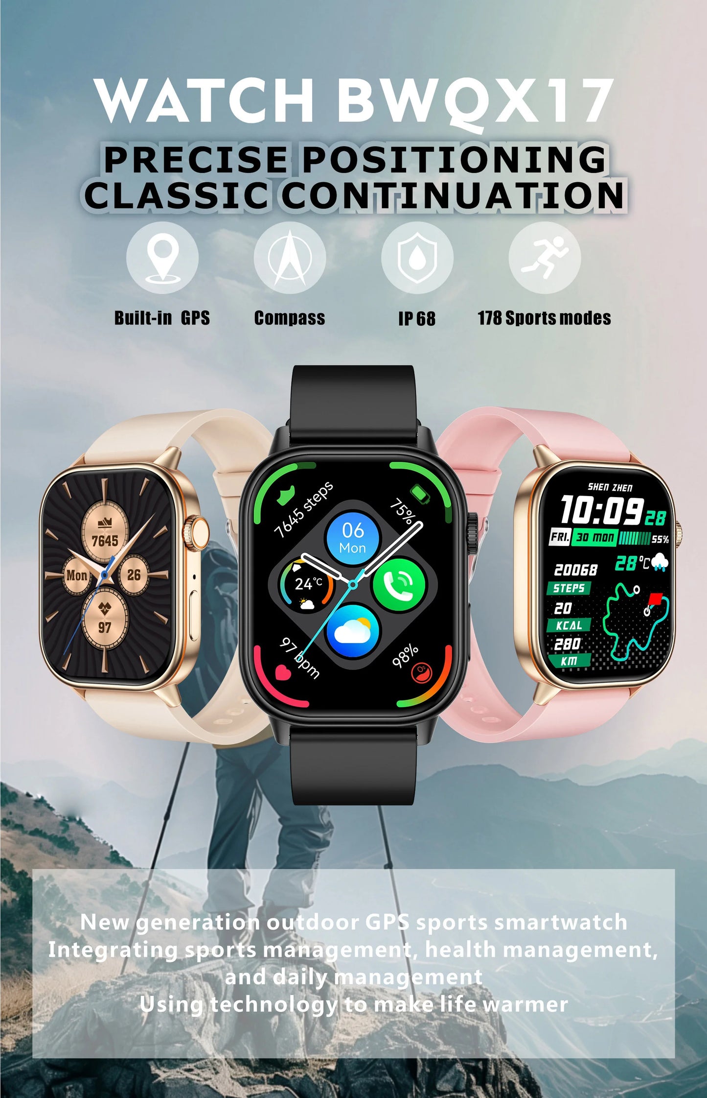 LIGE 2026 Unisex GPS Smart Watch – 2.01" HD Touchscreen, Bluetooth Calling, Fitness & Heart Rate Tracker, IP68 Waterproof for Android/iOS