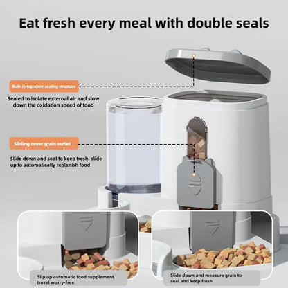 2-in-1 Pet Feeder & Water Fountain – Mess-Free Automatic Feeding Bowl for Cats and Dogs
