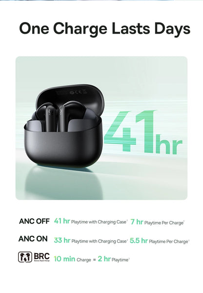 Baseus EP10 Bass Earbuds with Active Noise Cancelling (-43dB) – Bluetooth 6.0 TWS, 4-Mic ENC, Deep Bass & Crystal-Clear Audio